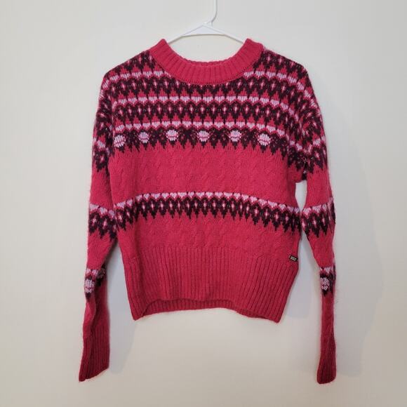 Scotch & Soda Cable knit Fair Isle sweater in Cosmic Pink - Picture 2 of 9